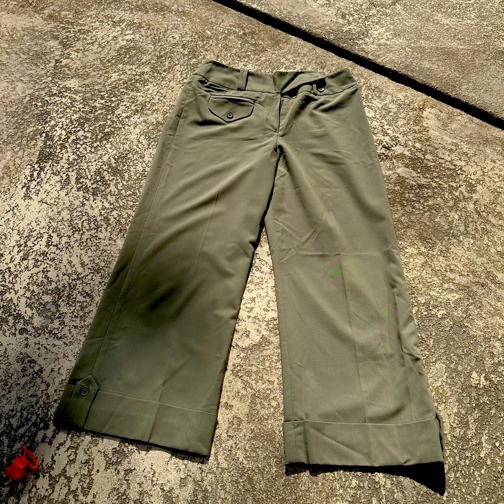 Larry Levine stretch. Navy green capris. Size 8